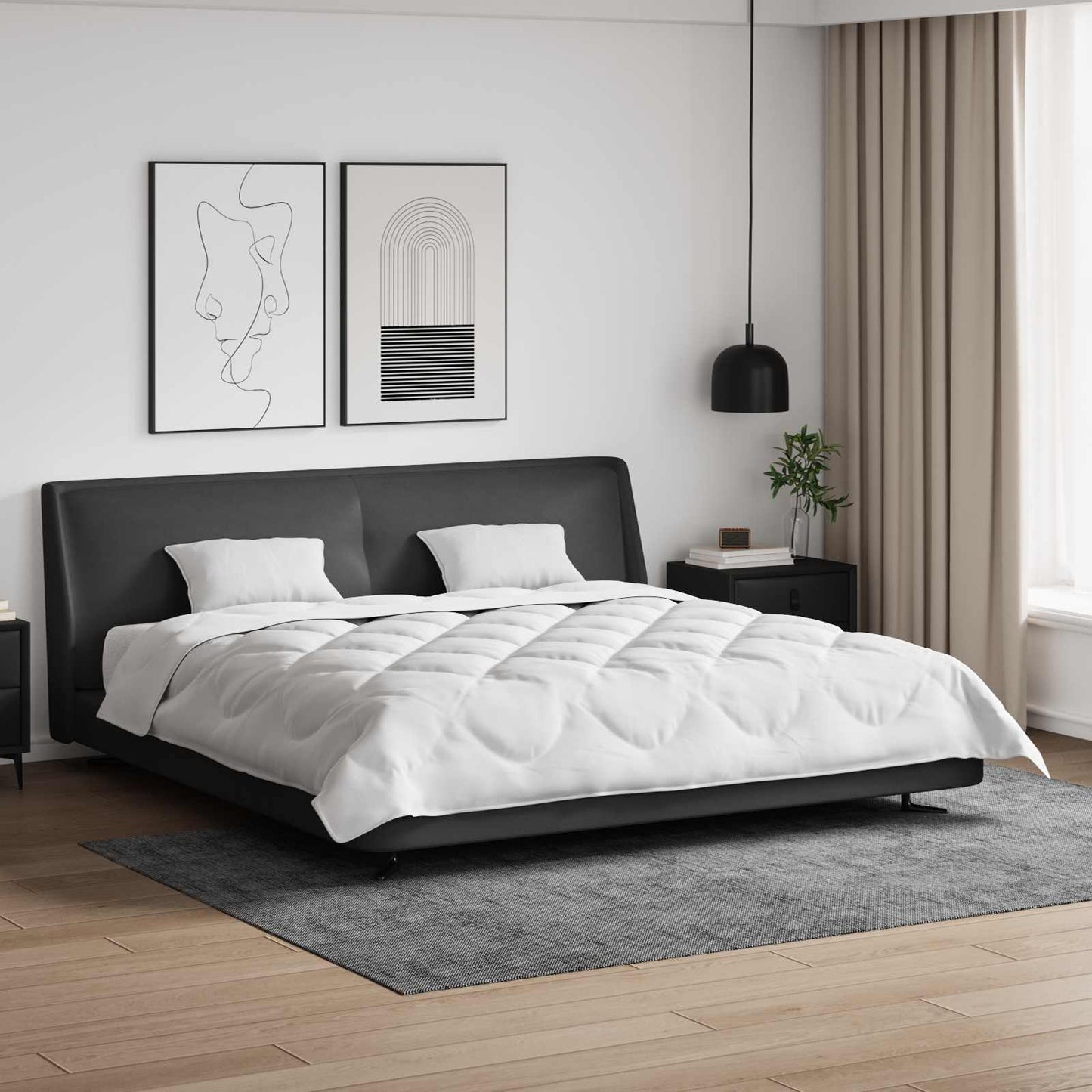 Pilotă cu pernă 3 pcs Alb Microfibră