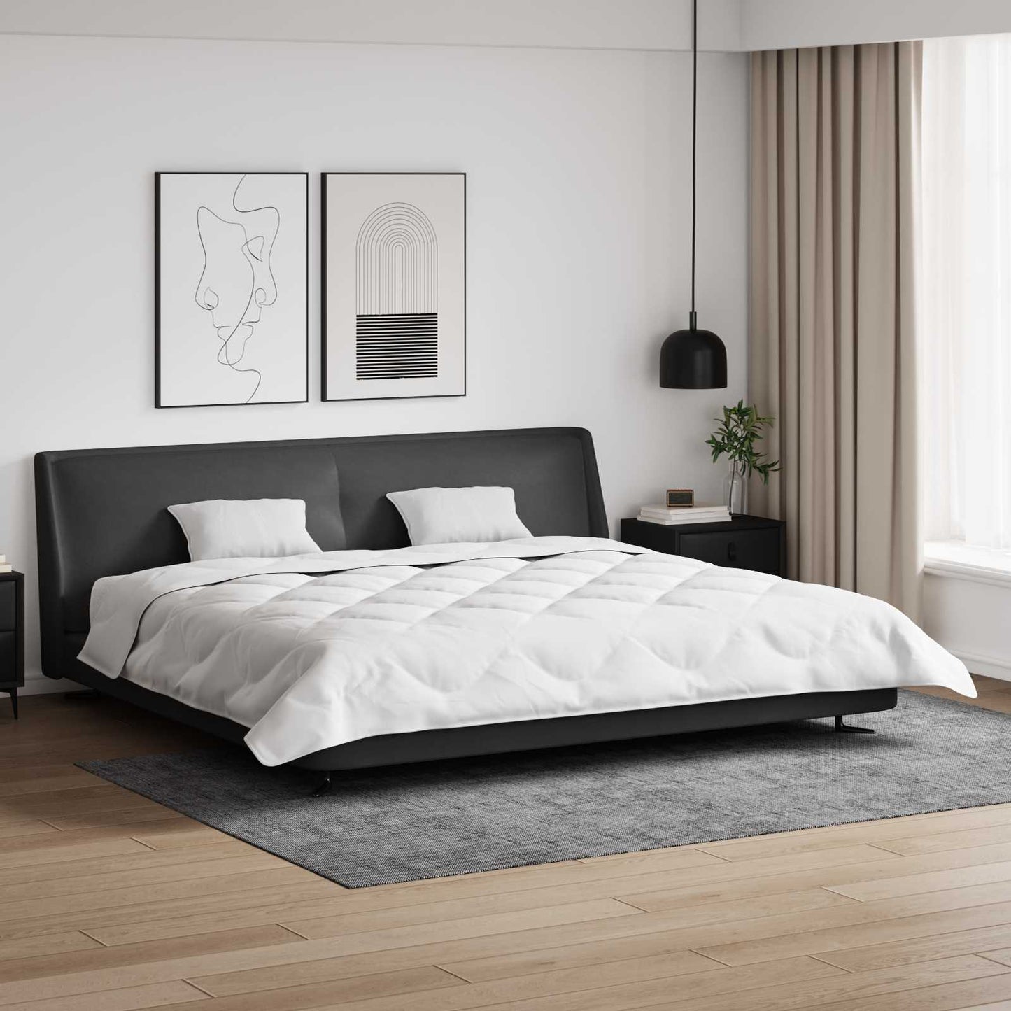 Duvet de iarnă cu pernă 3 pcs Alb Microfibră