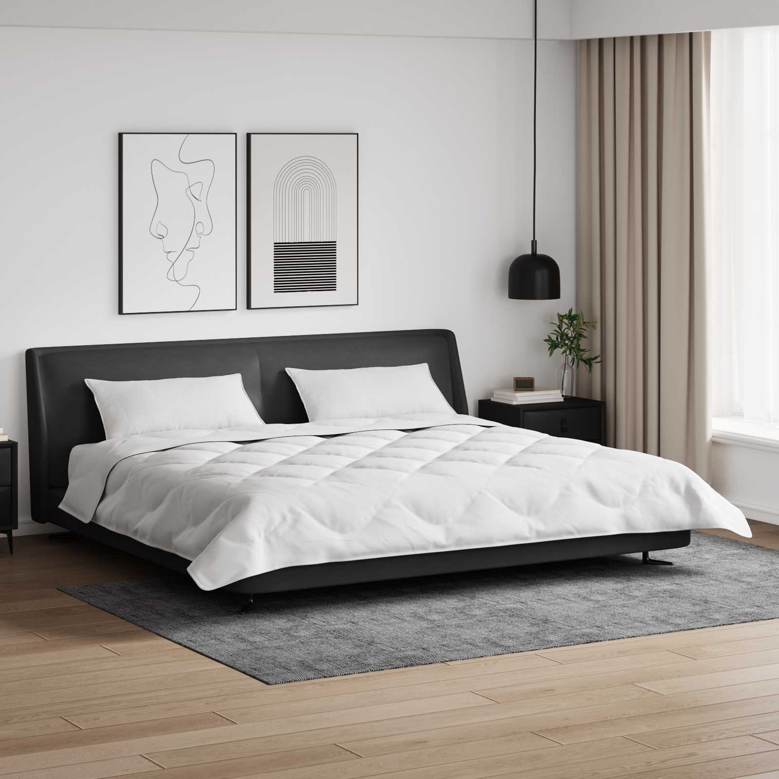 Duvet de iarnă cu pernă 3 pcs Alb Microfibră