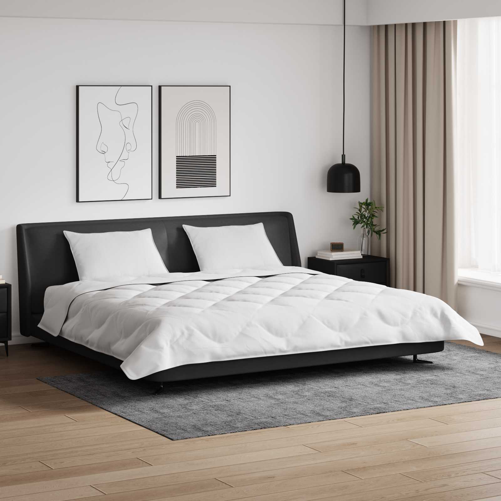 Duvet de iarnă cu pernă 3 pcs Alb Microfibră