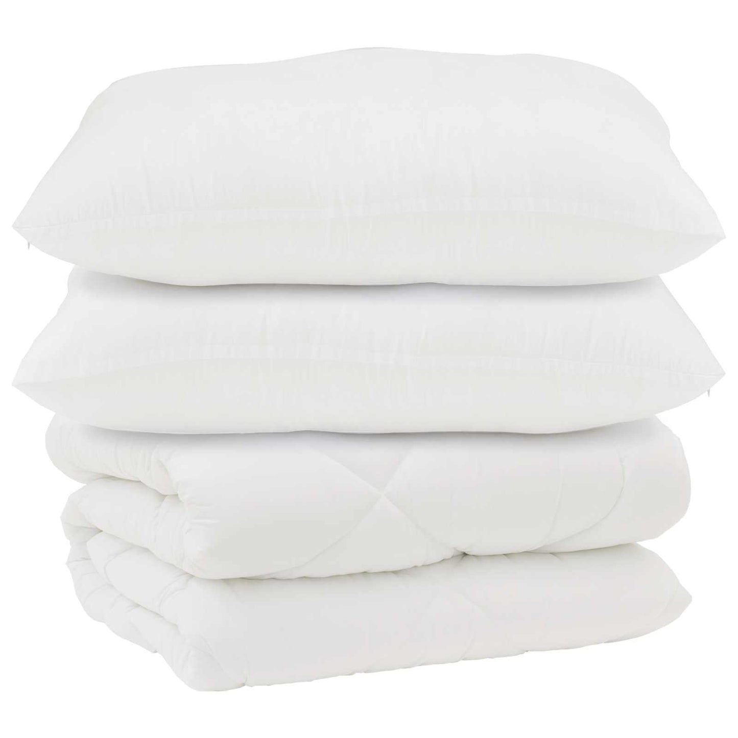 Duvet cu perne cu pernă 3 pcs Alb Microfibră și Pene de Rață