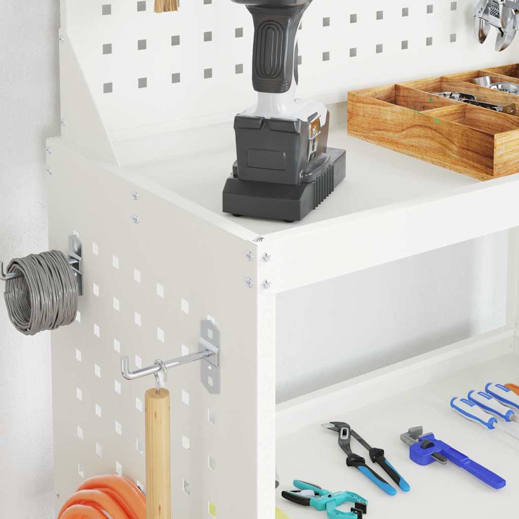 Cărucior pentru unelte cu raft cu roata Alb 65 x 35 x 111 cm