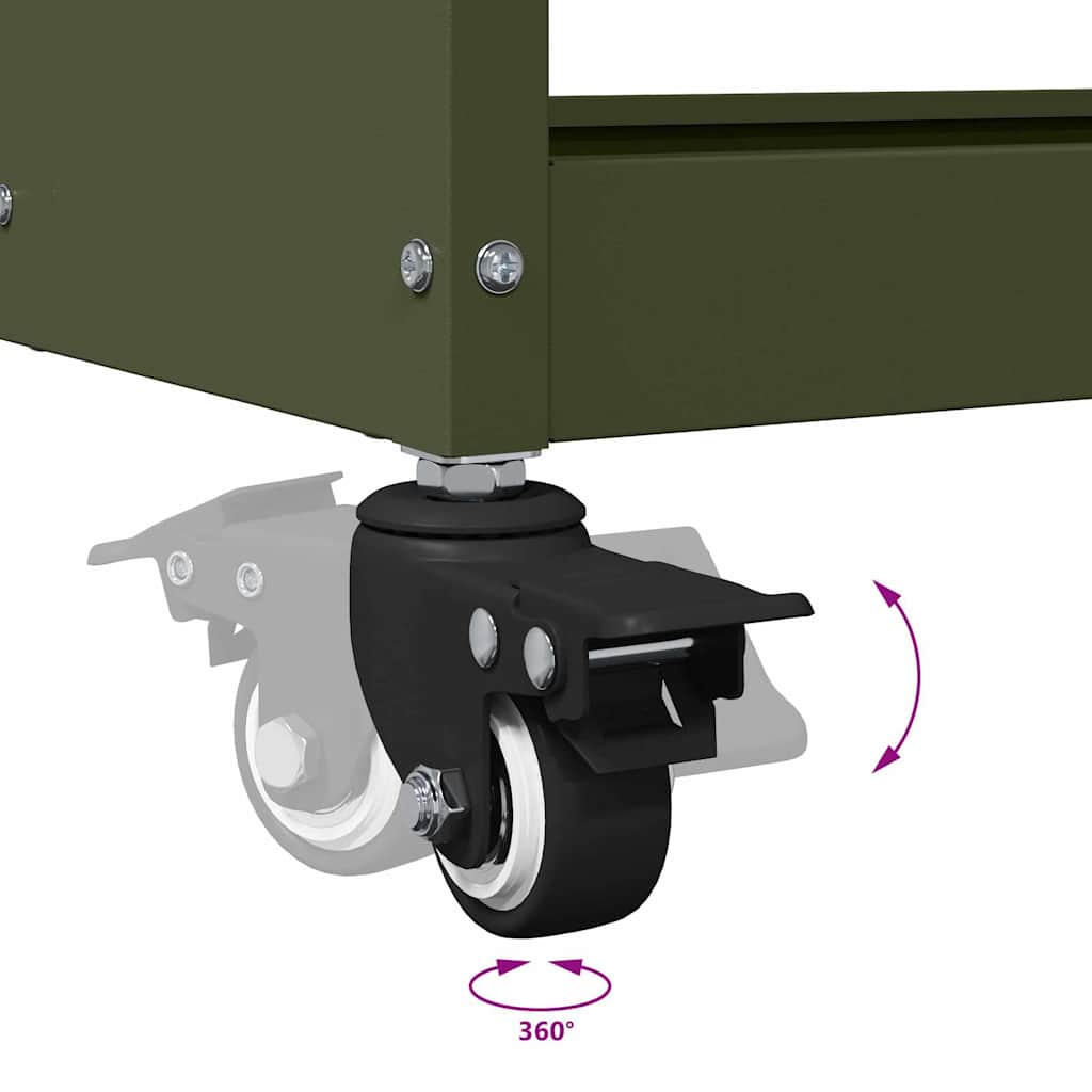 Cărucior pentru unelte cu raft Verde măsliniu 65 x 35 x 111 cm