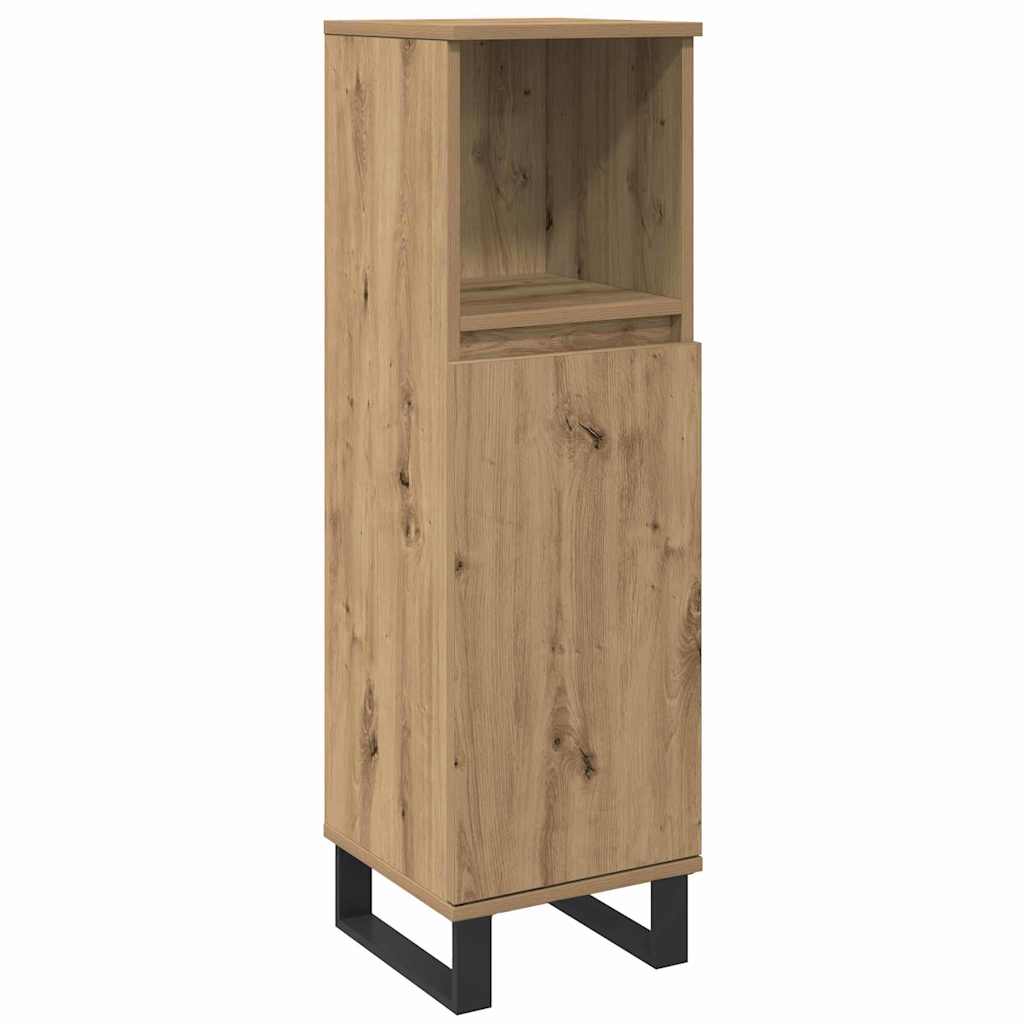 Set de mobilier pentru baie cu ușă 3 pcs Maro Lemn compozit