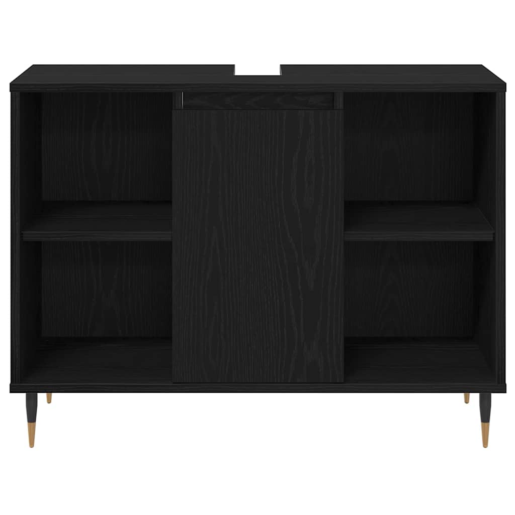 Set de mobilier pentru baie 3 pcs Stejar Negru Lemn compozit