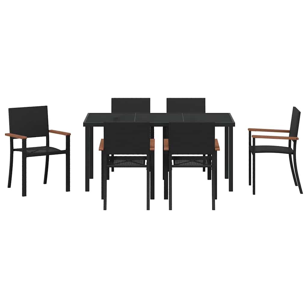 Set de masă pentru grădină 7 pcs Negru