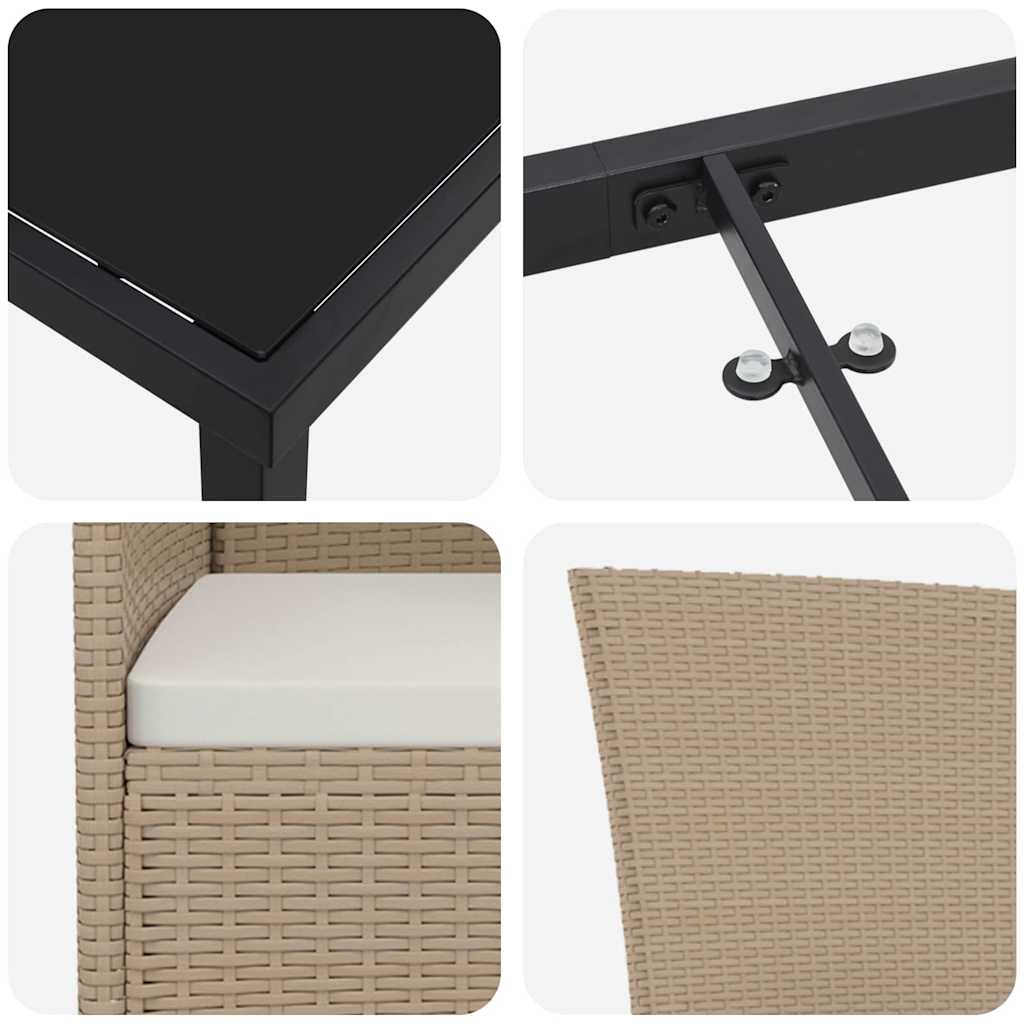 Set de masă pentru grădină cu pernă 5 pcs Bej poliratan