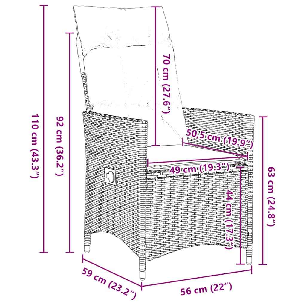 Set de masă pentru grădină cu pernă 5 pcs Maro poliratan