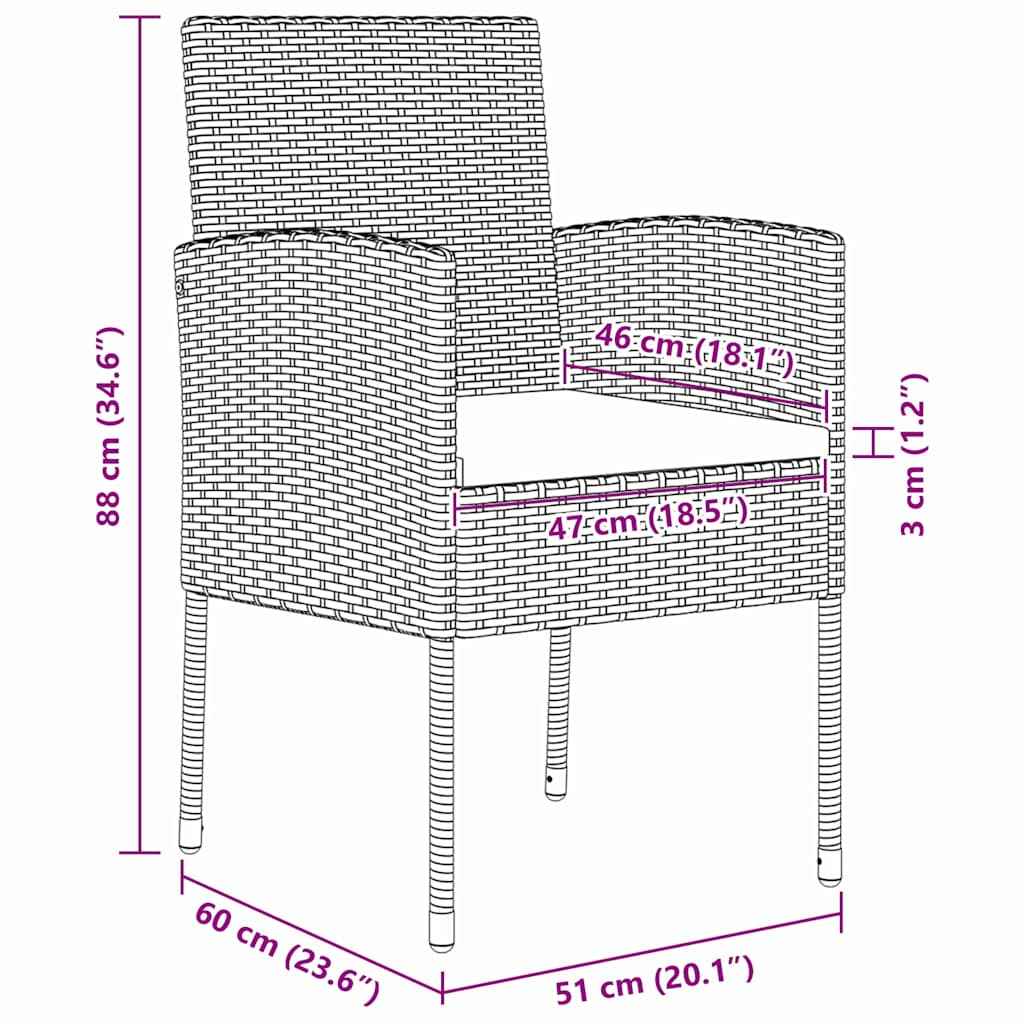 Set de masă pentru grădină cu pernă 5 pcs Negru poliratan