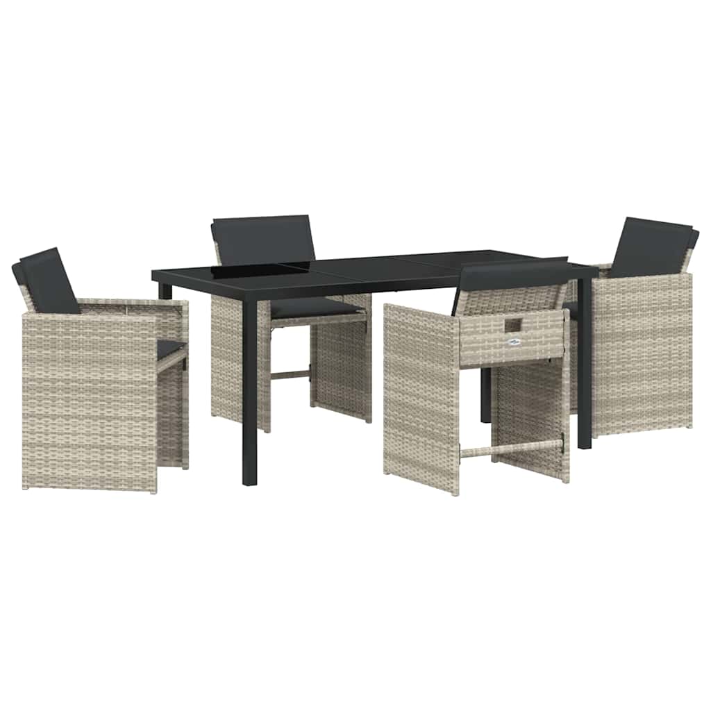 Set de masă pentru grădină 5 pcs Gri deschis poliratan