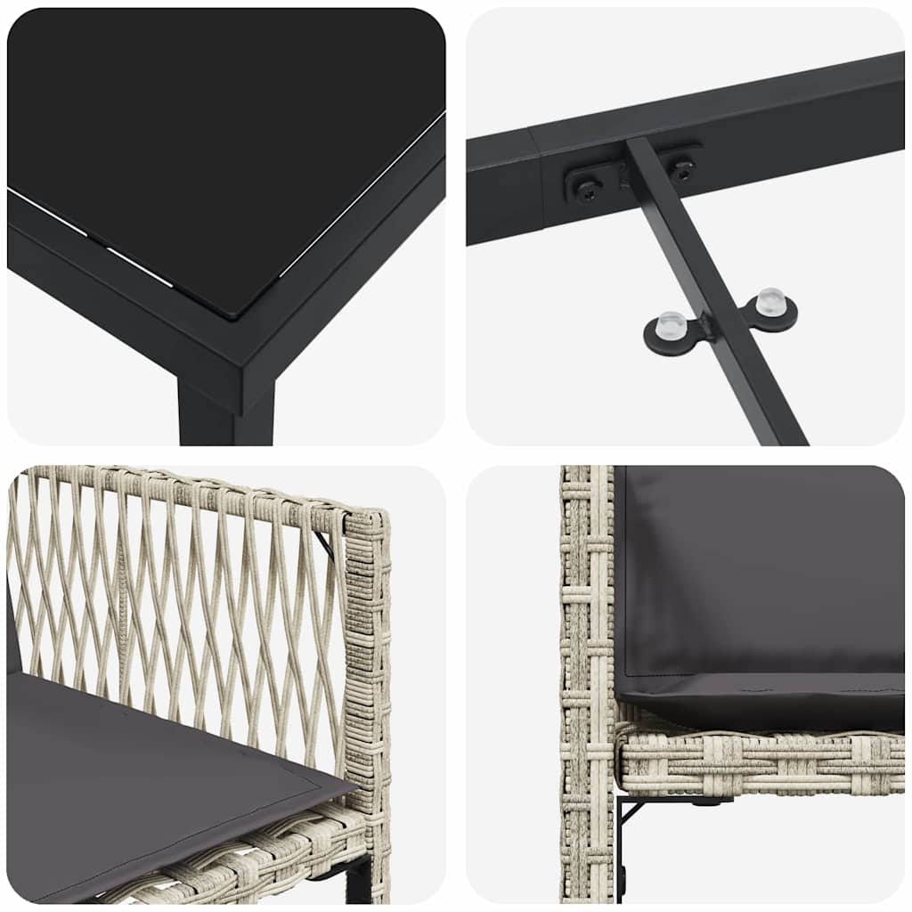 Set de masă pentru grădină 5 pcs Gri deschis poliratan