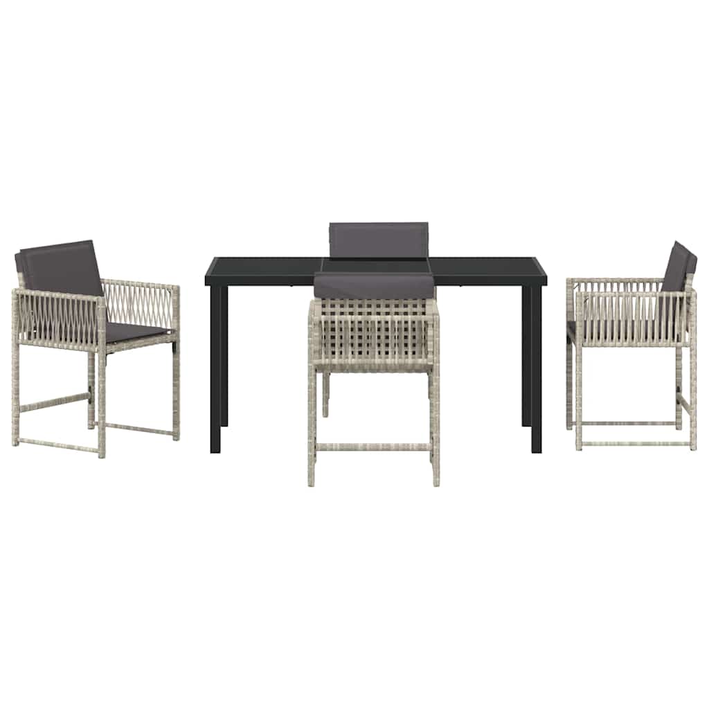 Set de masă pentru grădină 5 pcs Gri deschis poliratan