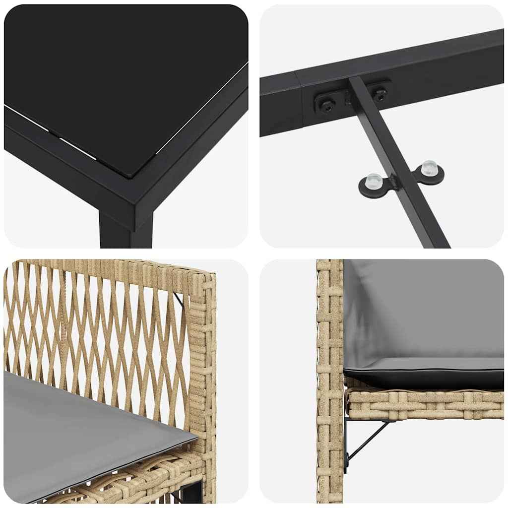 Set de masă pentru grădină 5 pcs Bej poliratan