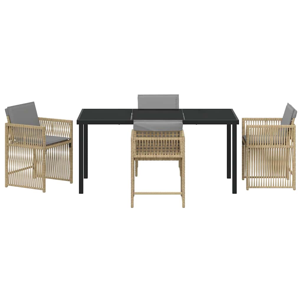 Set de masă pentru grădină 5 pcs Bej poliratan