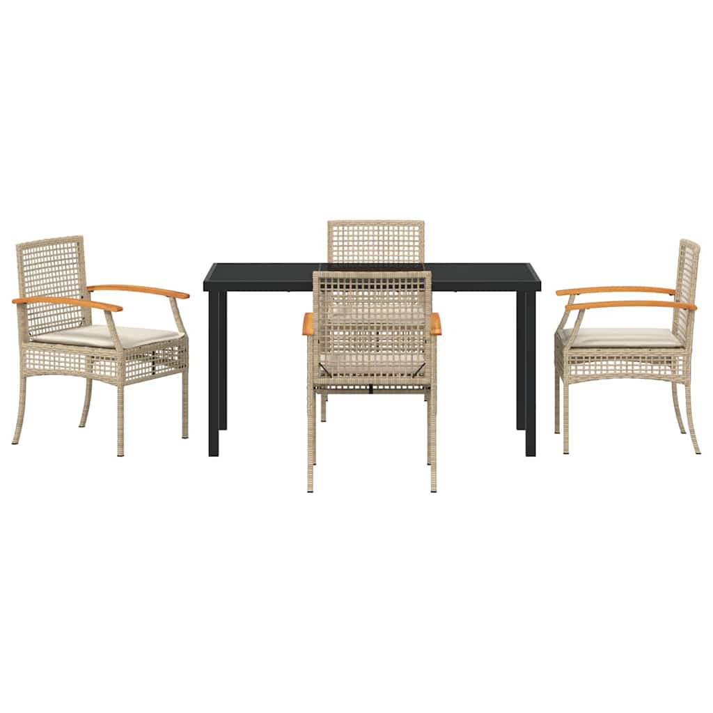 Set de masă pentru grădină 5 pcs Bej poliratan