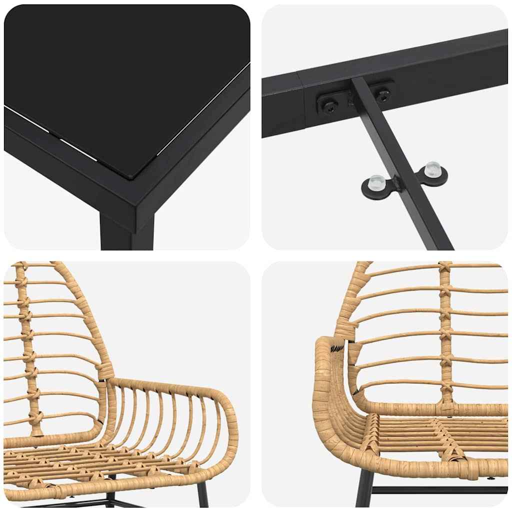 Set de masă pentru grădină 7 pcs Maro poliratan