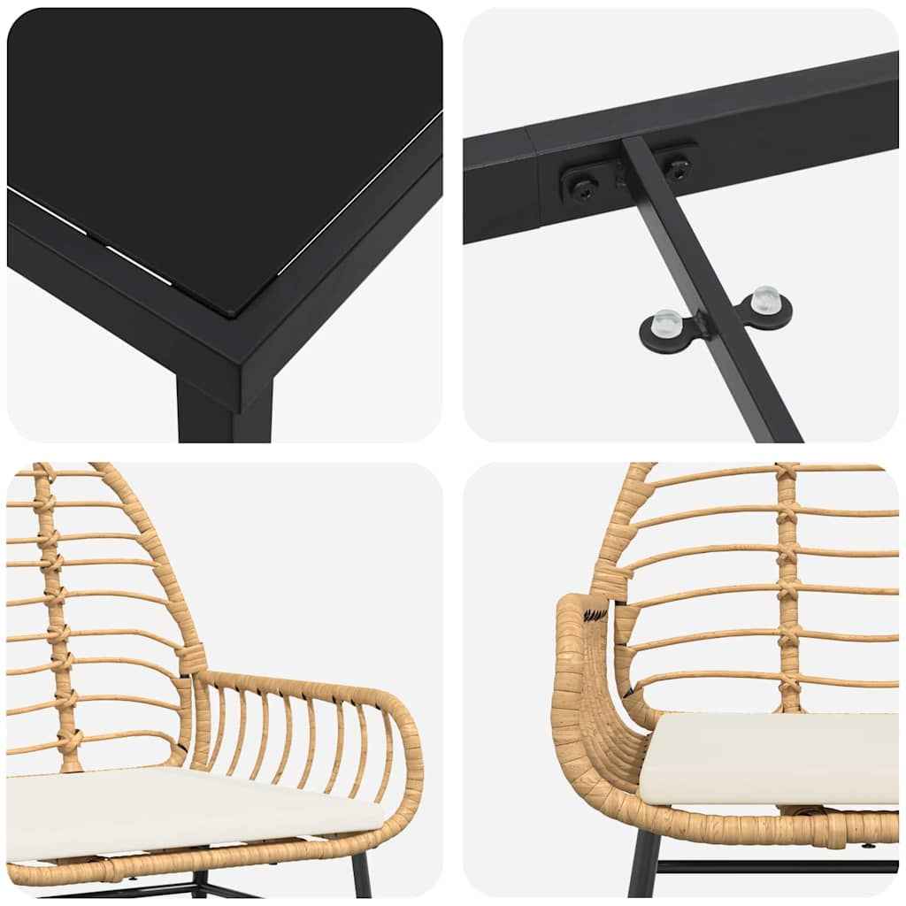 Set de masă pentru grădină 7 pcs Maro poliratan