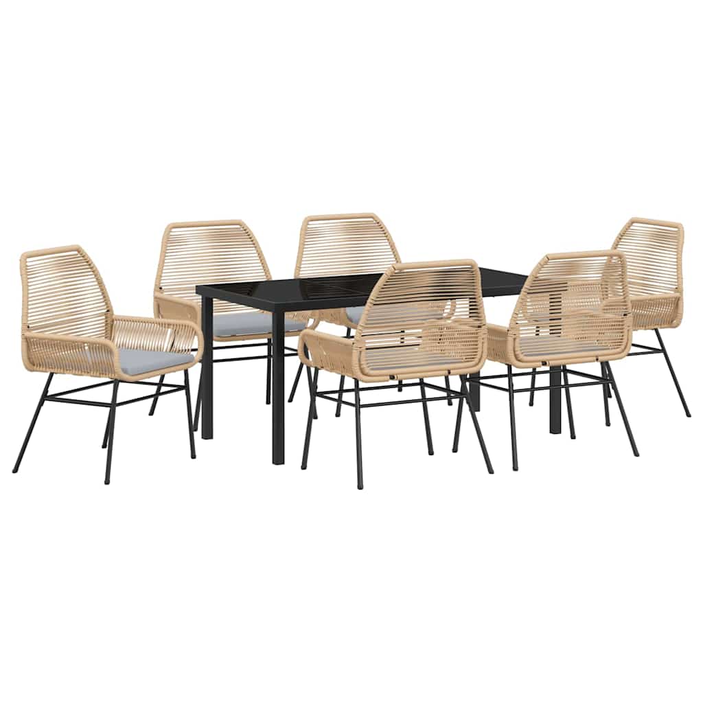 Set de masă pentru grădină cu pernă 7 pcs Maro poliratan