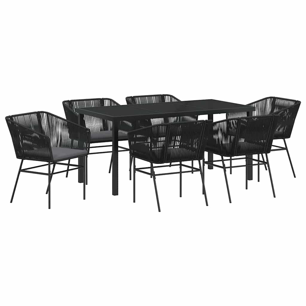 Set de masă pentru grădină cu pernă 7 pcs Negru