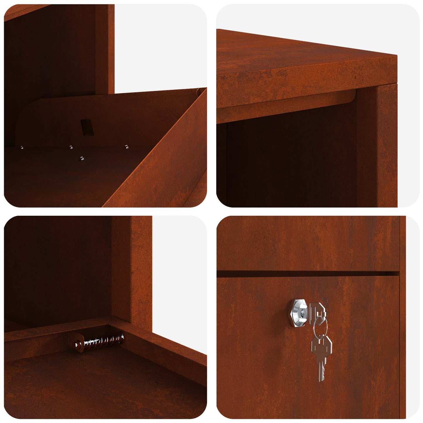 Cutie pentru colet cu depozitare cu ușă Ruginit 44 x 22 x 82 cm