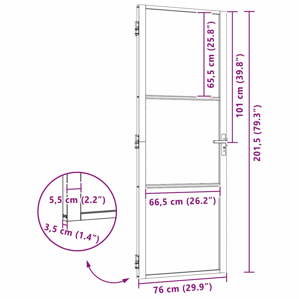 Ușă de interior Negru 76 x 201.5 cm