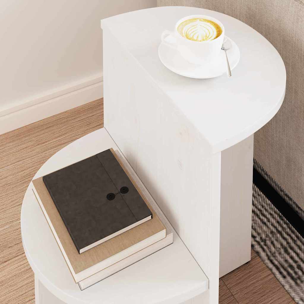 Masă de cafea Alb 50 x 40 x 50 cm Lemn masiv de pin