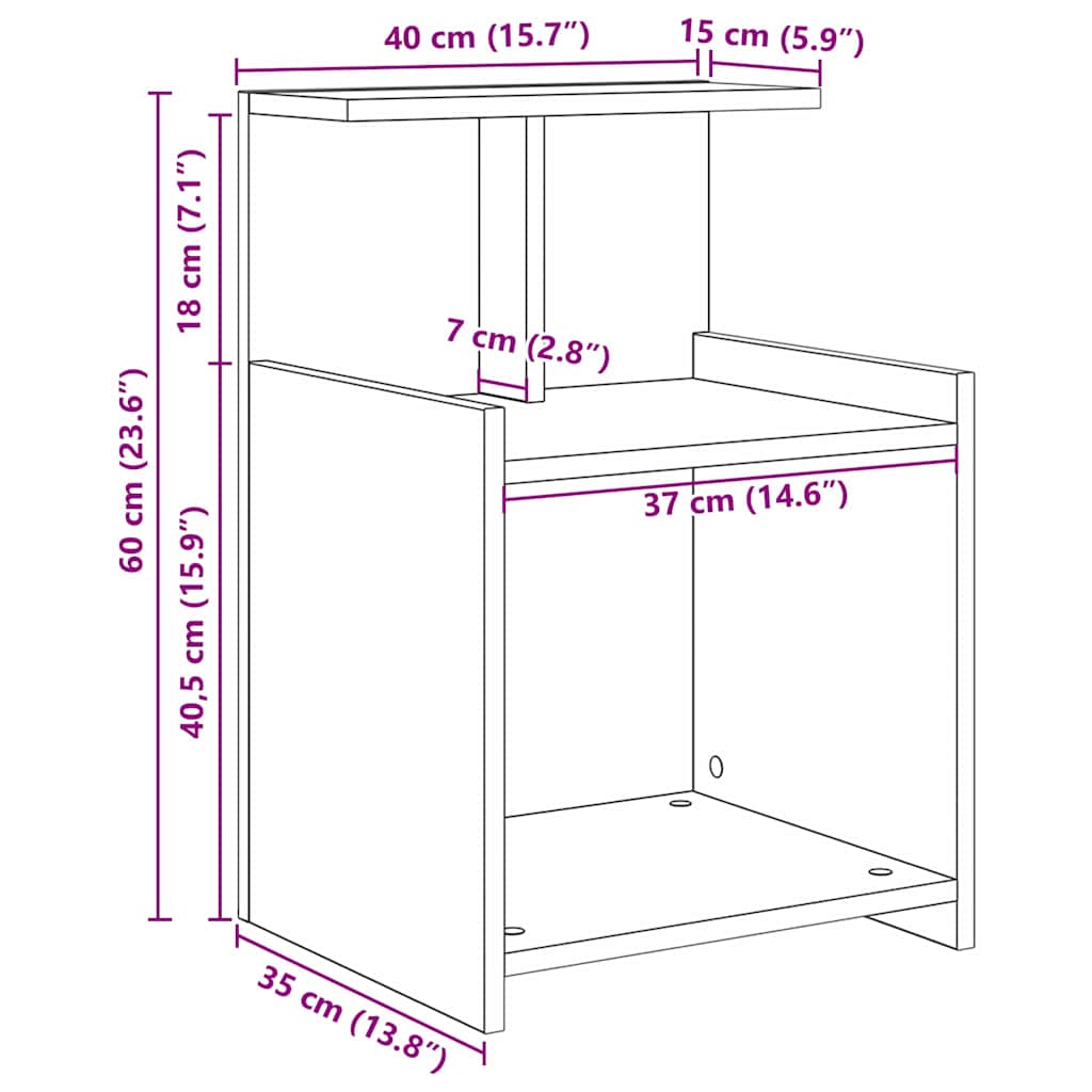 Dulap de noapte 2 pcs Lemn vechi 40 x 35 x 60 cm Lemn compozit