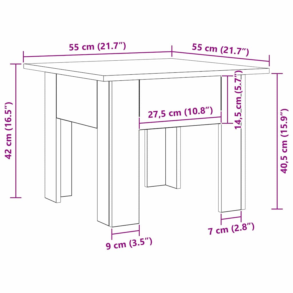Masă de cafea Stejar Negru 55 x 55 x 42 cm Lemn compozit