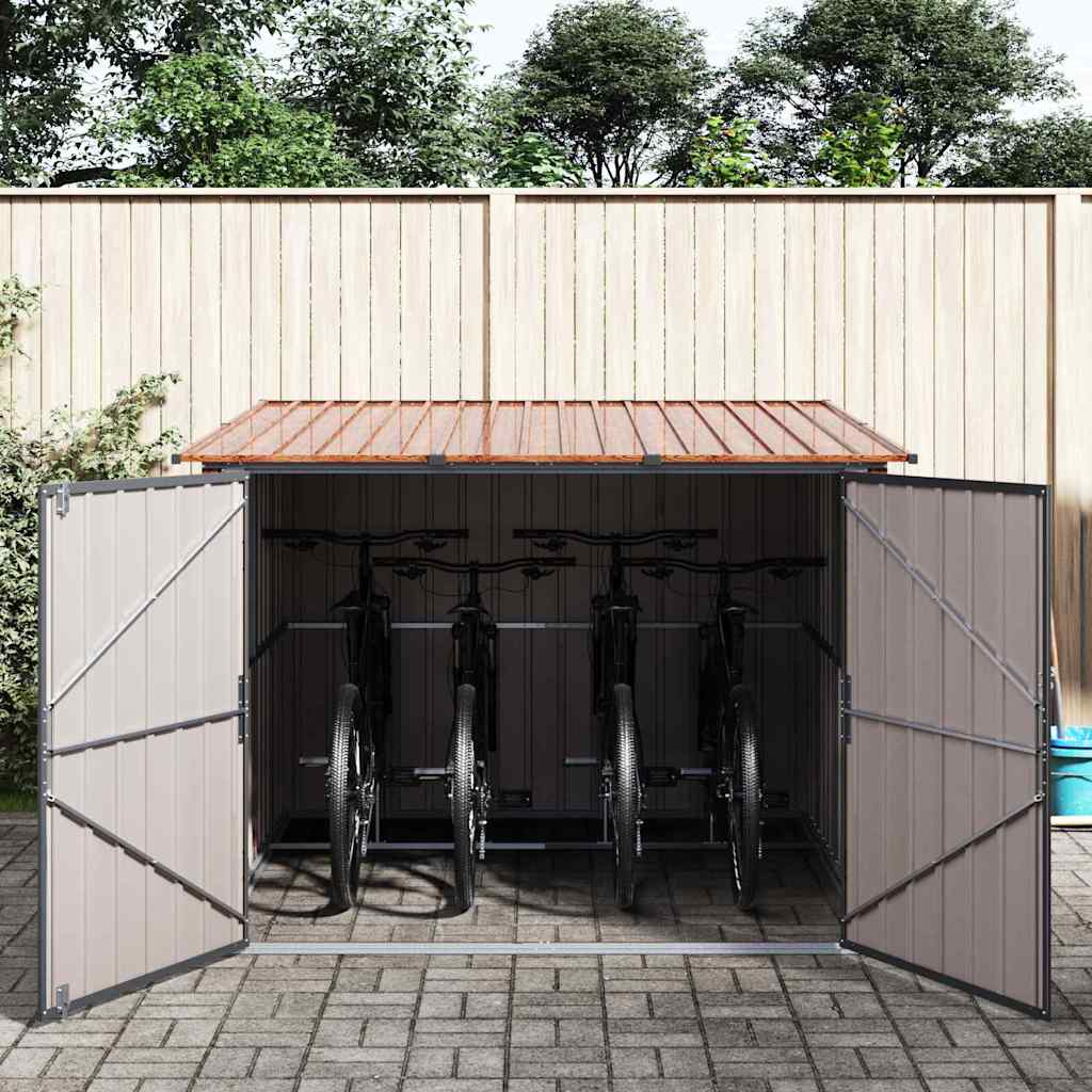 Shed pentru biciclete 3 pcs Maro 215 x 206 x 157 cm Metal