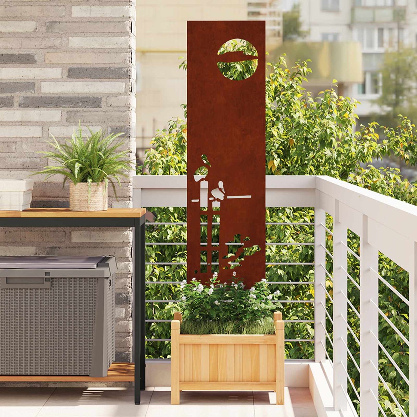 Ecran de intimitate pentru grădină Traforaj Ruginit 32 x 140 cm