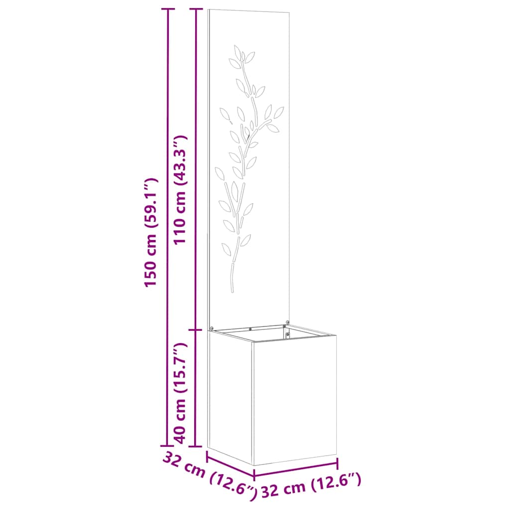 Ecran de intimitate pentru grădină Olivengrønn 32 x 32 x 150 cm