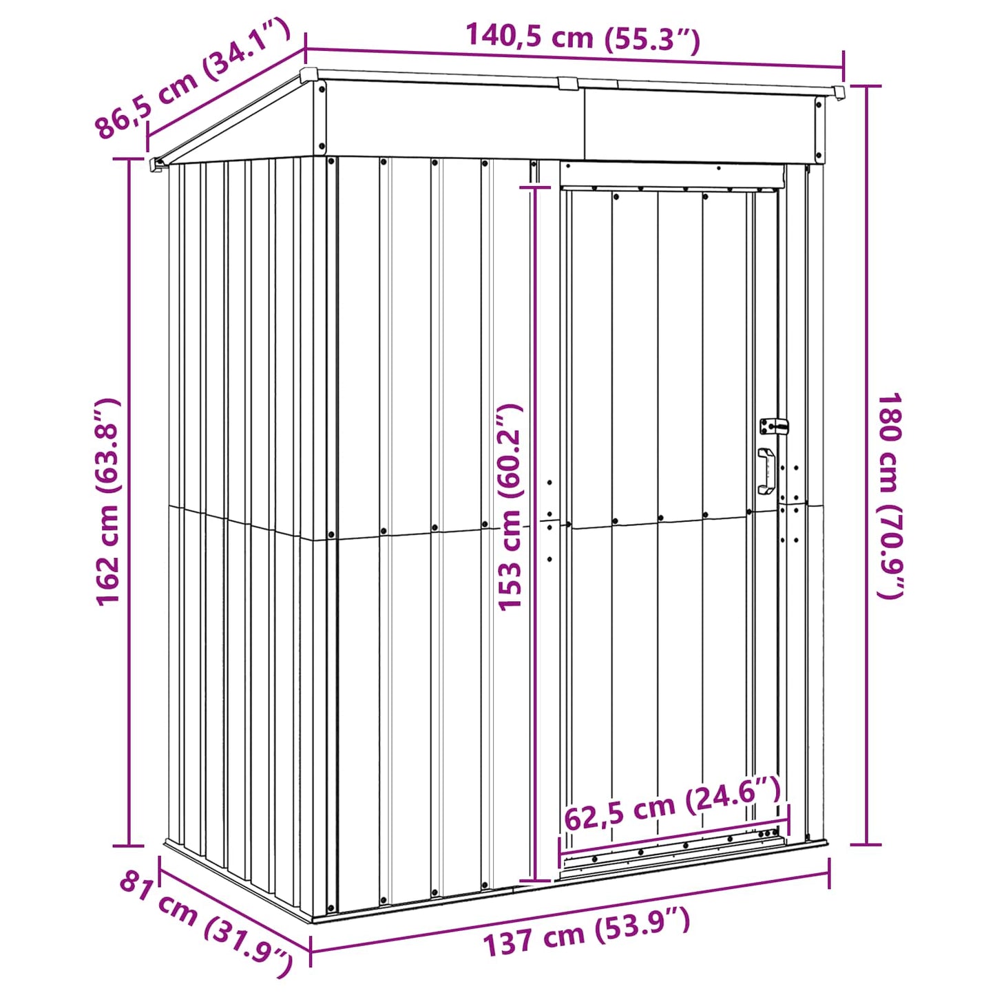 Magazii pentru grădină Maro 137 x 81 x 180 cm Metal