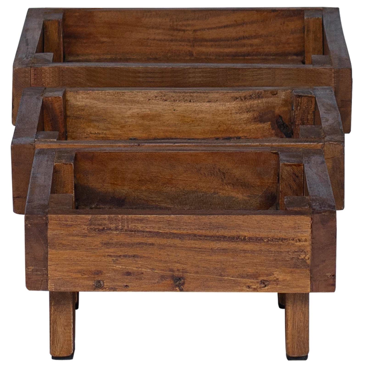 Suport pentru plante 3 pcs Maro Lemn de mahon