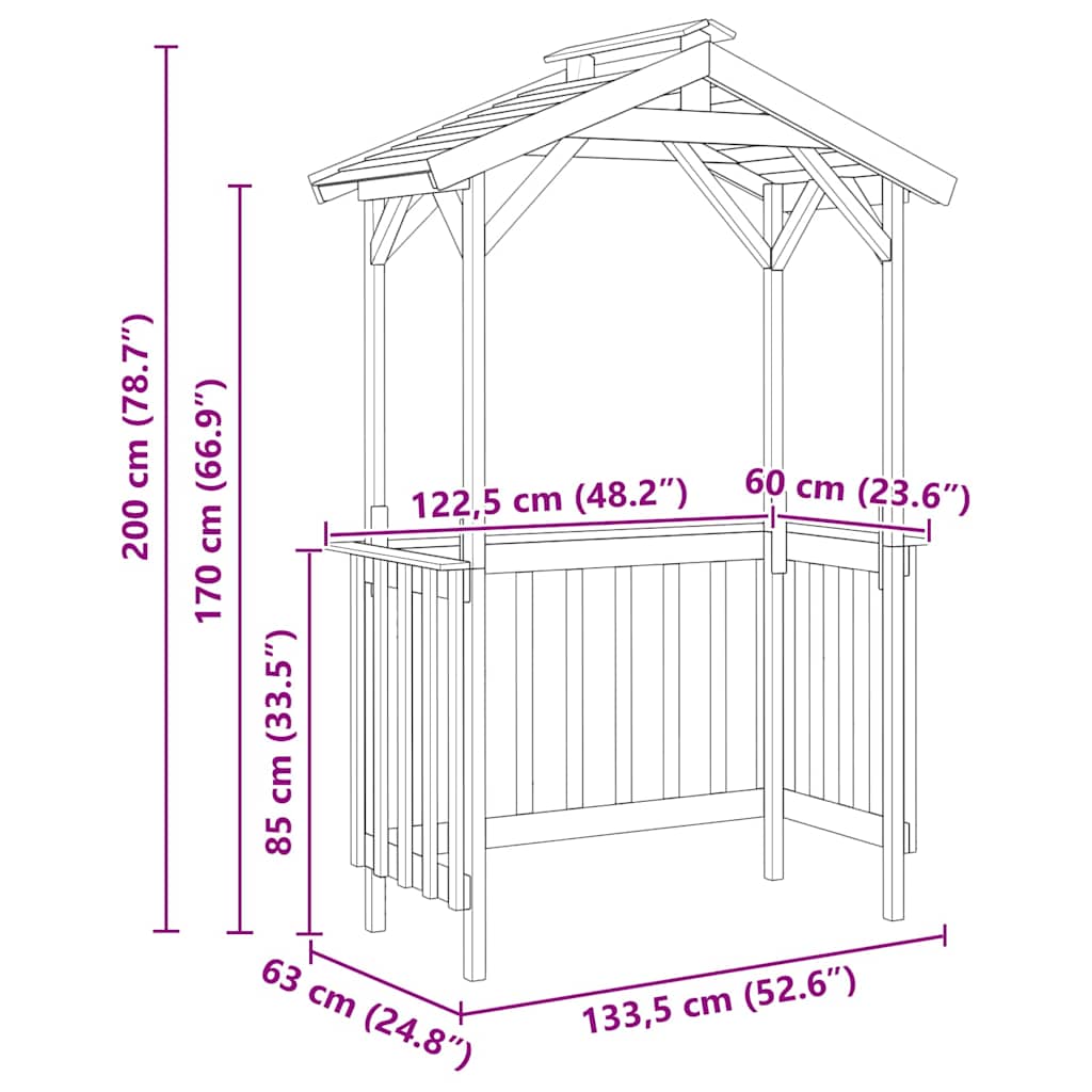 Copertină pentru grătar Maro 133.5 x 63 x 200 cm
