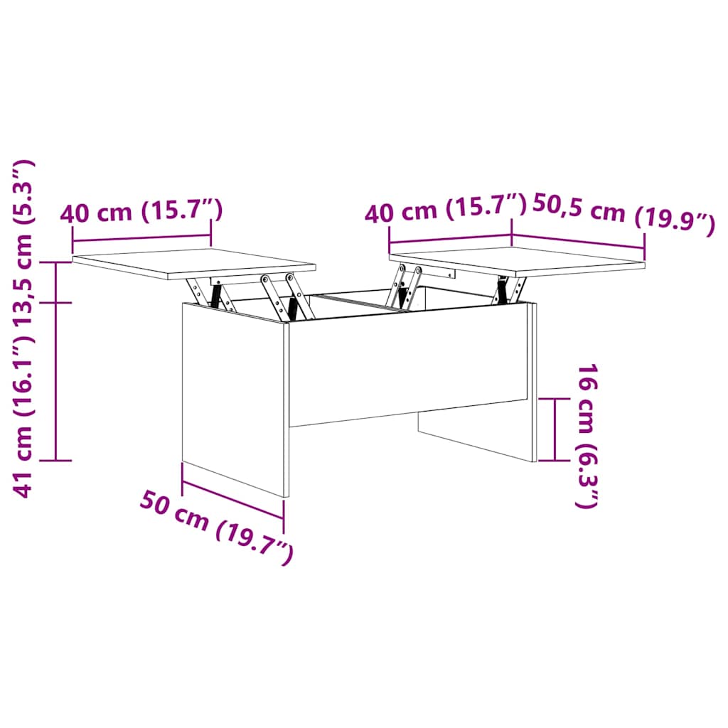 Masă de cafea Stejar Negru 102 x 50,5 x 46,5 cm Lemn compozit