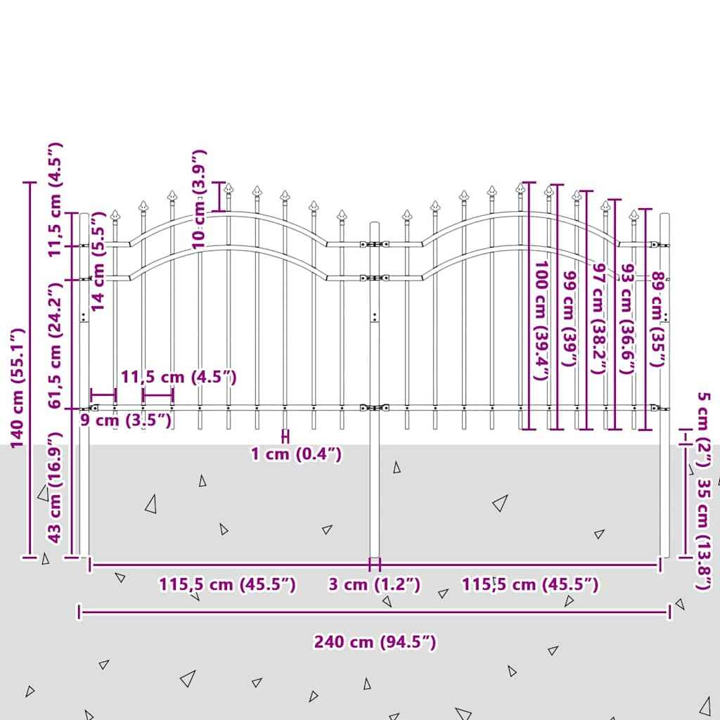 Gard de Grădină Alb 240 x 140 cm Oțel vopsit în pulbere