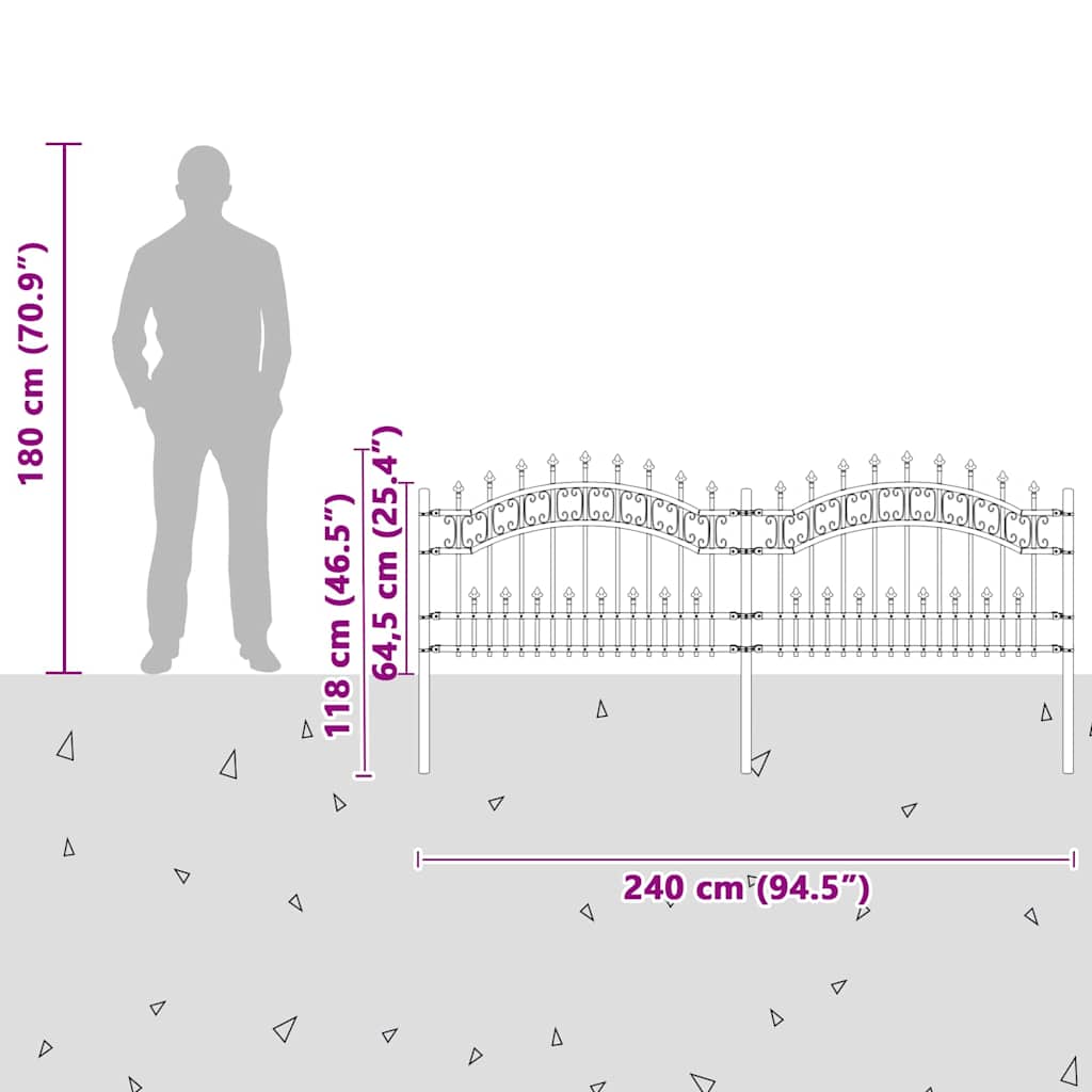 Gard de Grădină Alb 240 x 118 cm Oțel vopsit în pulbere