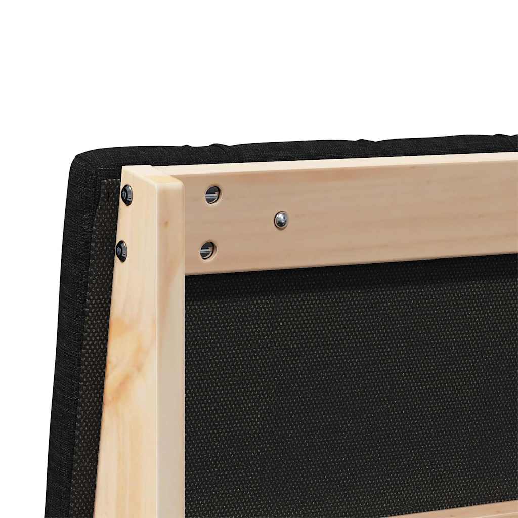 Tăblie tapițată Negru 200 cm Lemn de pin masiv