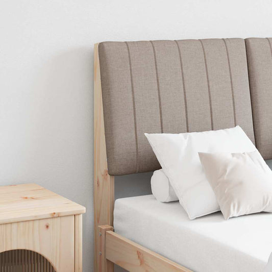 Tăblie tapițată Gri taupe 120 cm Lemn de pin masiv