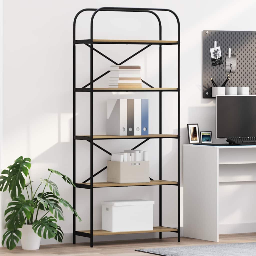 Raft pentru cărți stejar artizanal 80 x 30 x 183 cm