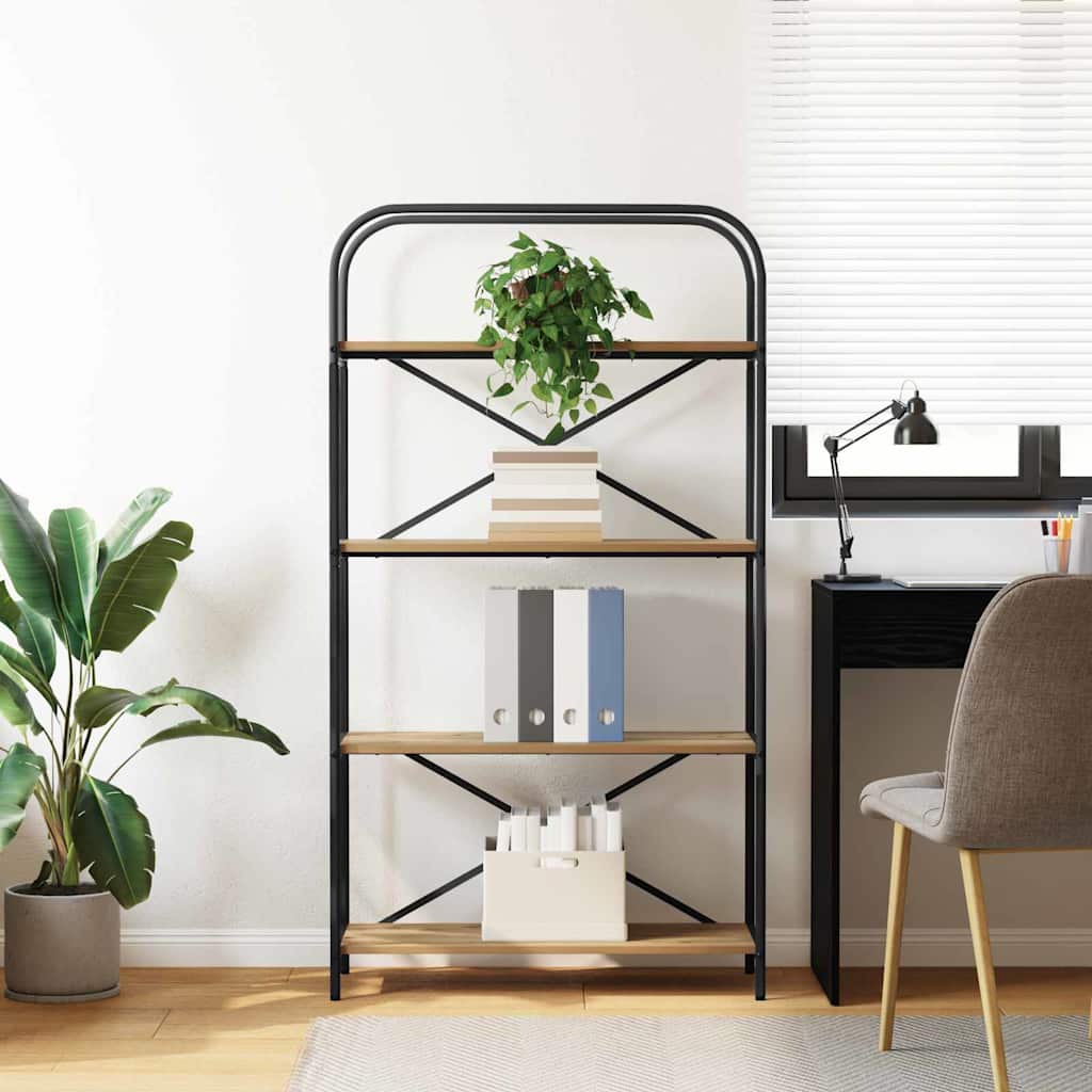 Raft pentru cărți stejar artizanal 80 x 30 x 146 cm