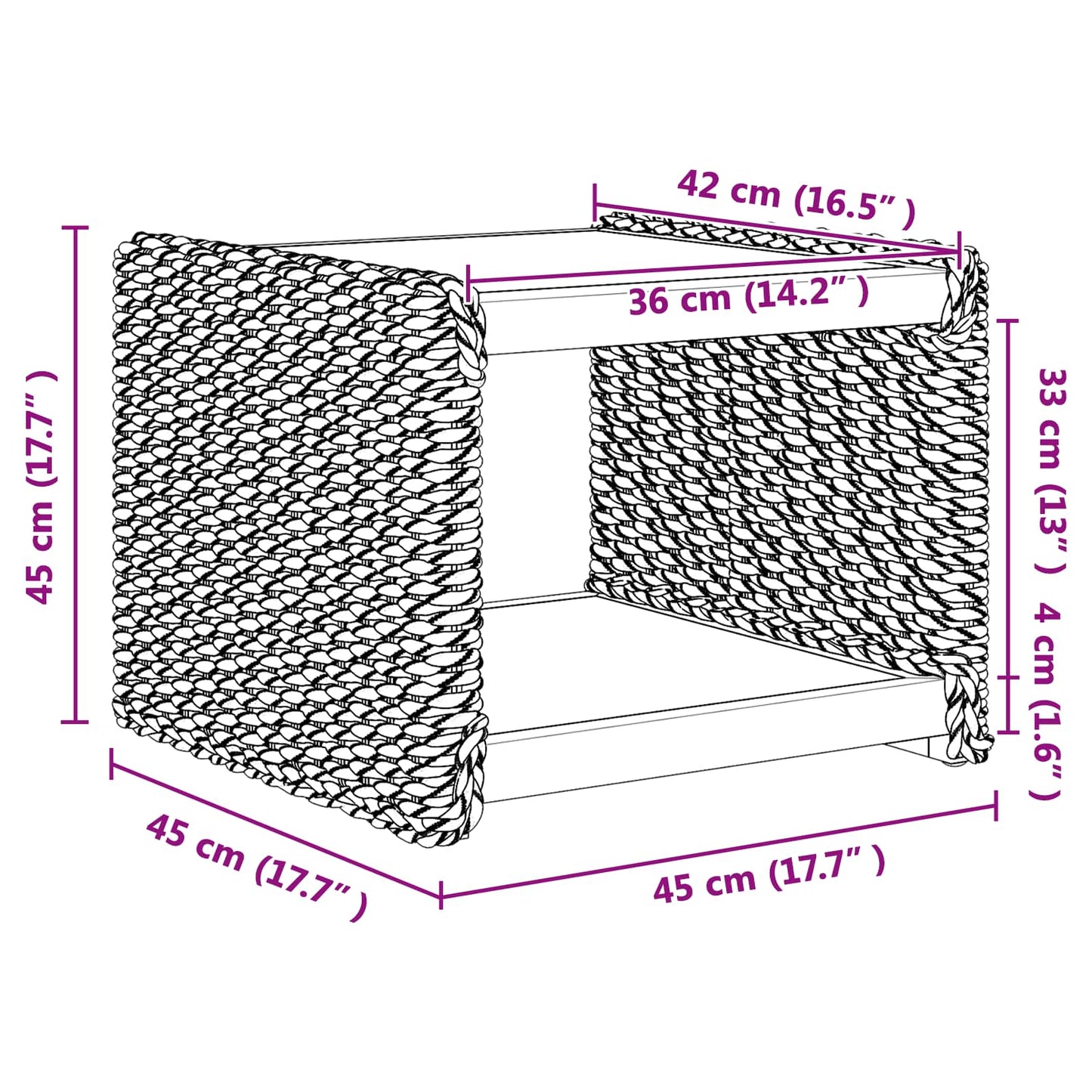 Masă laterală natural 44.5 x 45 x 45 cm Lemn masiv de mahon