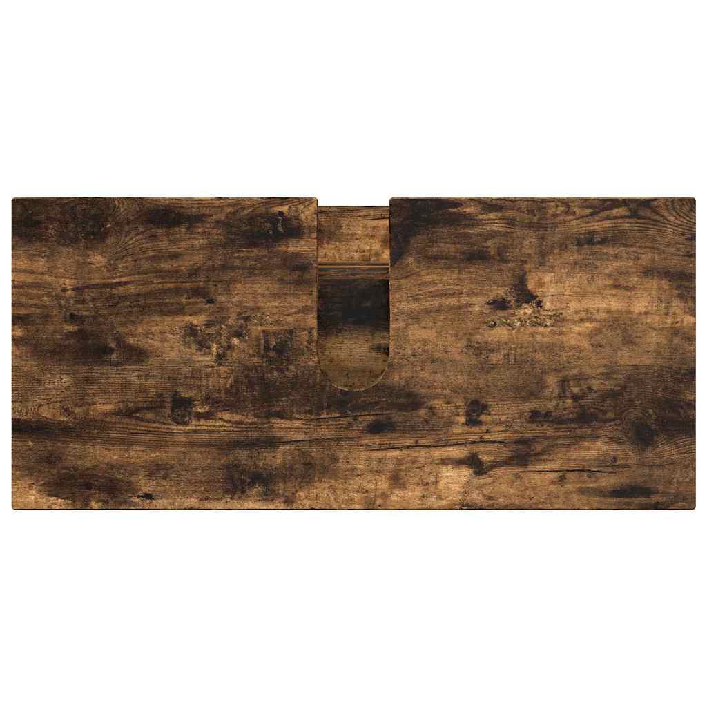 Set de mobilier pentru baie cu sertar 2 pcs Stejar fumuriu