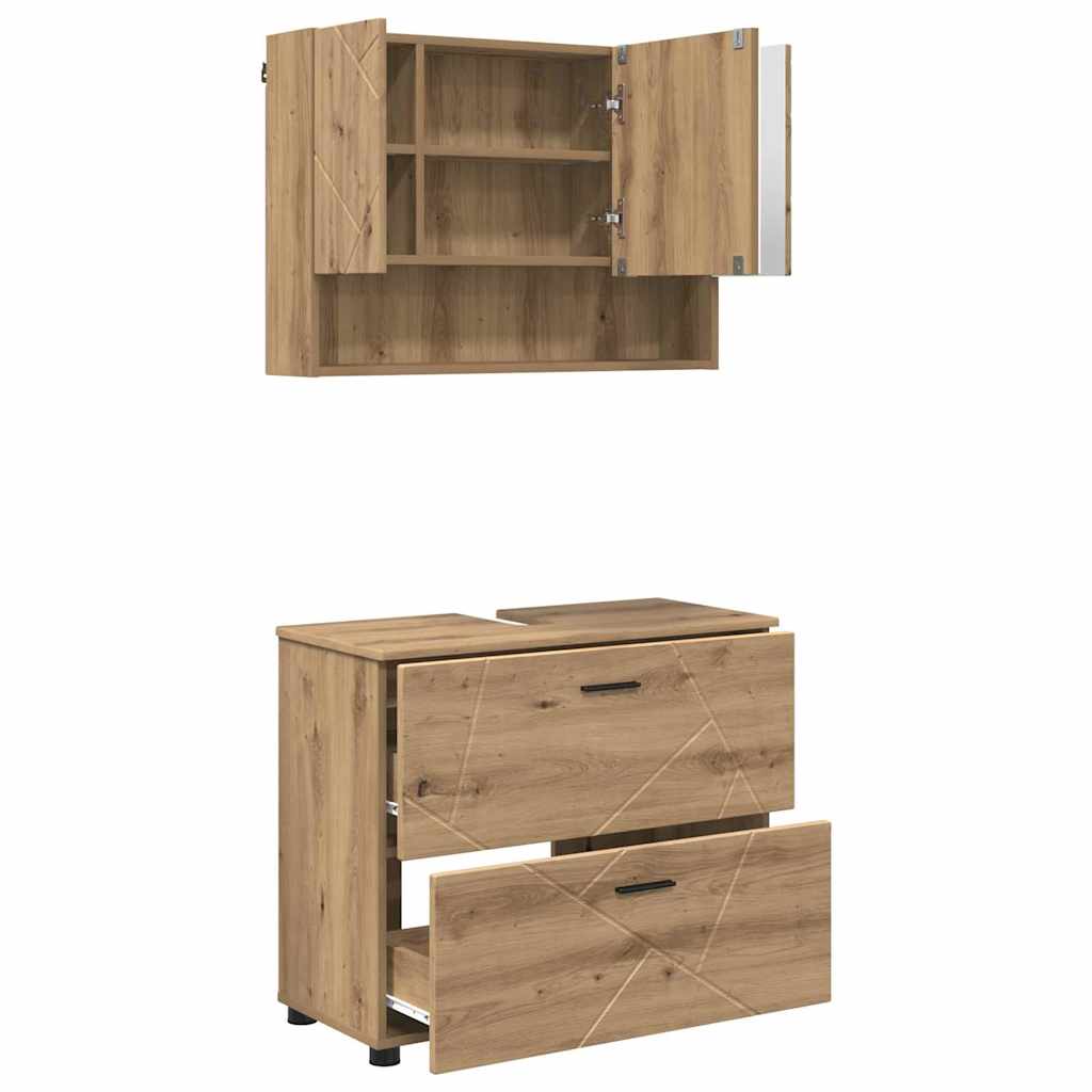 Set de mobilier pentru baie cu sertar 2 pcs Stejar Artizanal