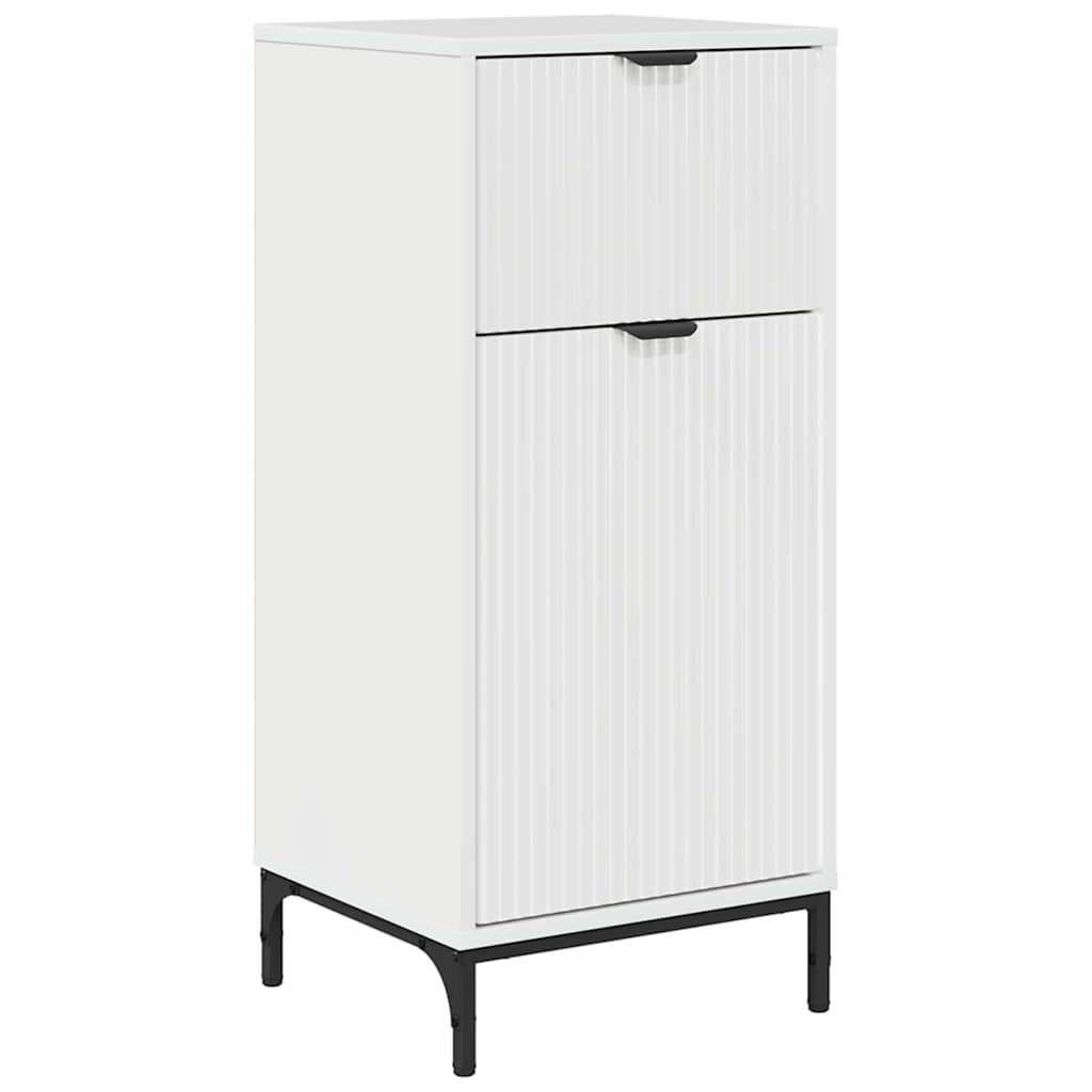 Set de mobilier pentru baie Alb lucios Lemn de inginerie, Metal