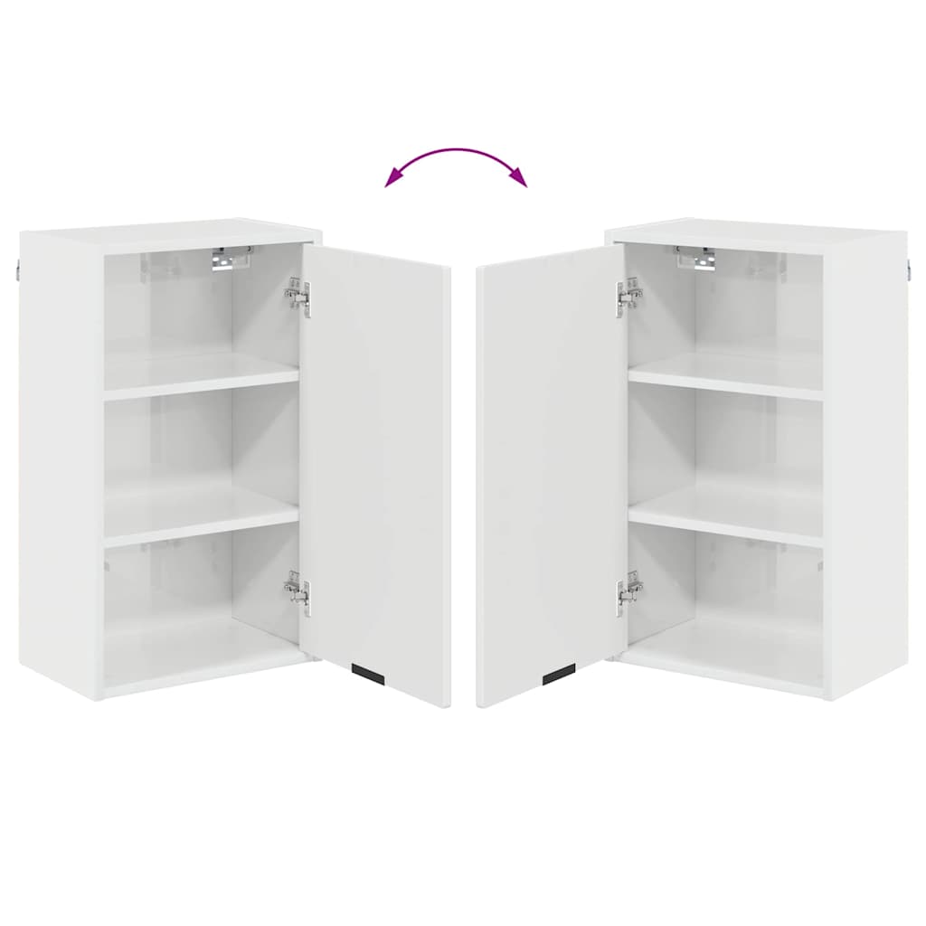 Set de mobilier pentru baie Alb lucios Lemn de inginerie, Metal