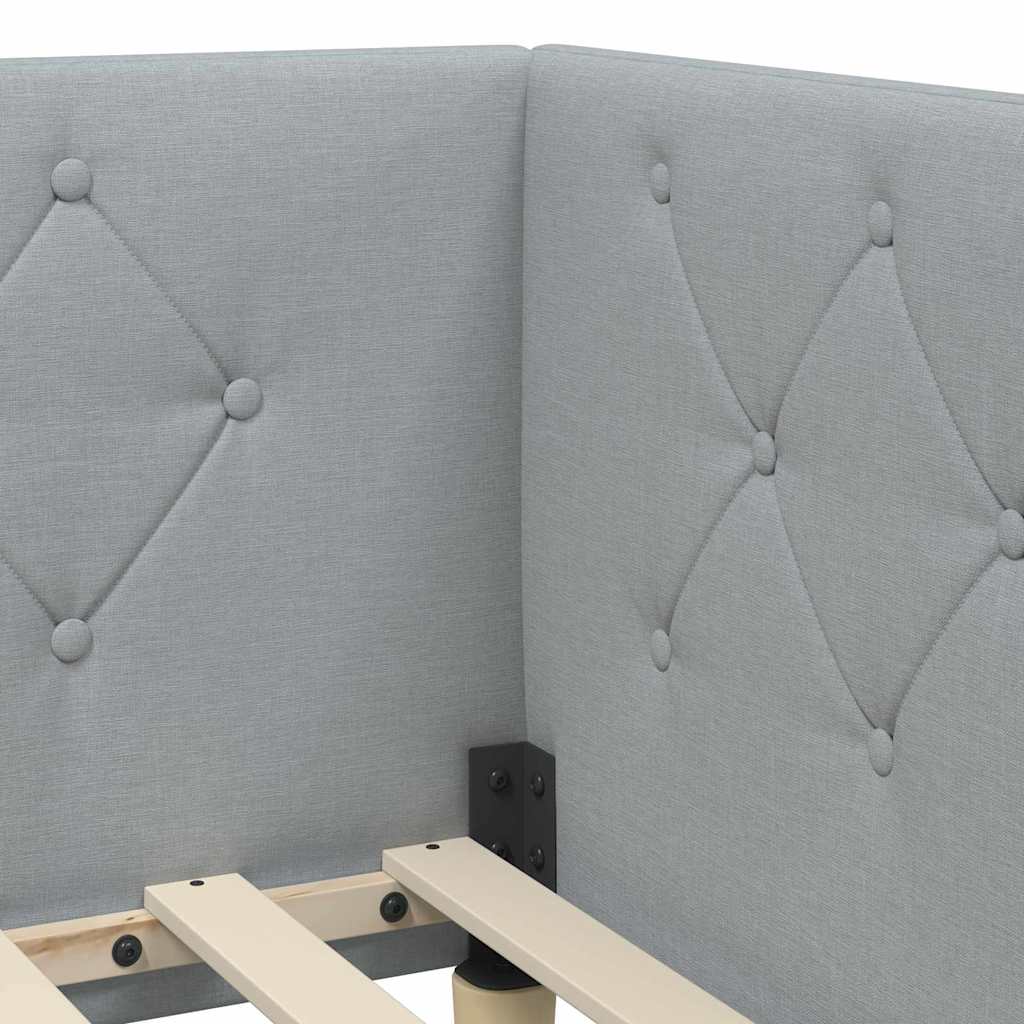 Cadru de pat colțar Gri deschis 90 x 190 cm țesătură