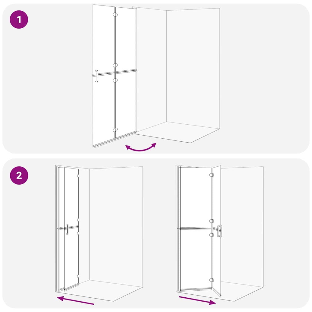 Perete de duș Walk-In Negru 100 x 6,5 x 190 cm