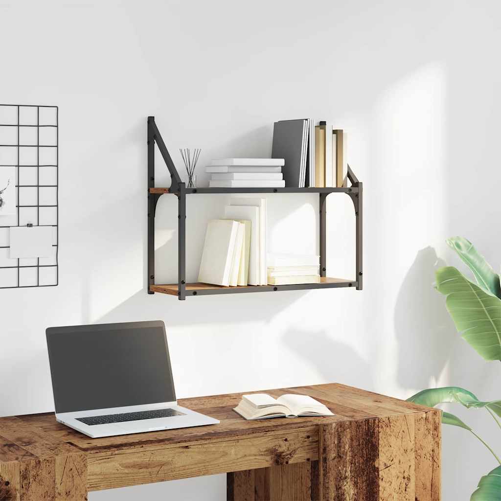 Raft de perete cu raft Lemn vechi 60 x 21 x 51 cm Lemn compozit