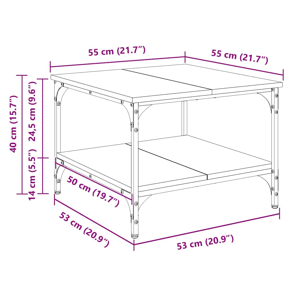 Masă de cafea Lemn Vechi 55 x 55 x 40 cm Lemn compozit